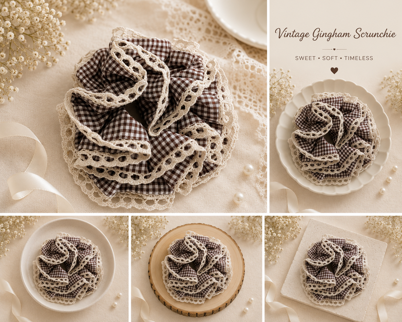 Vintage Gingham Scrunchie