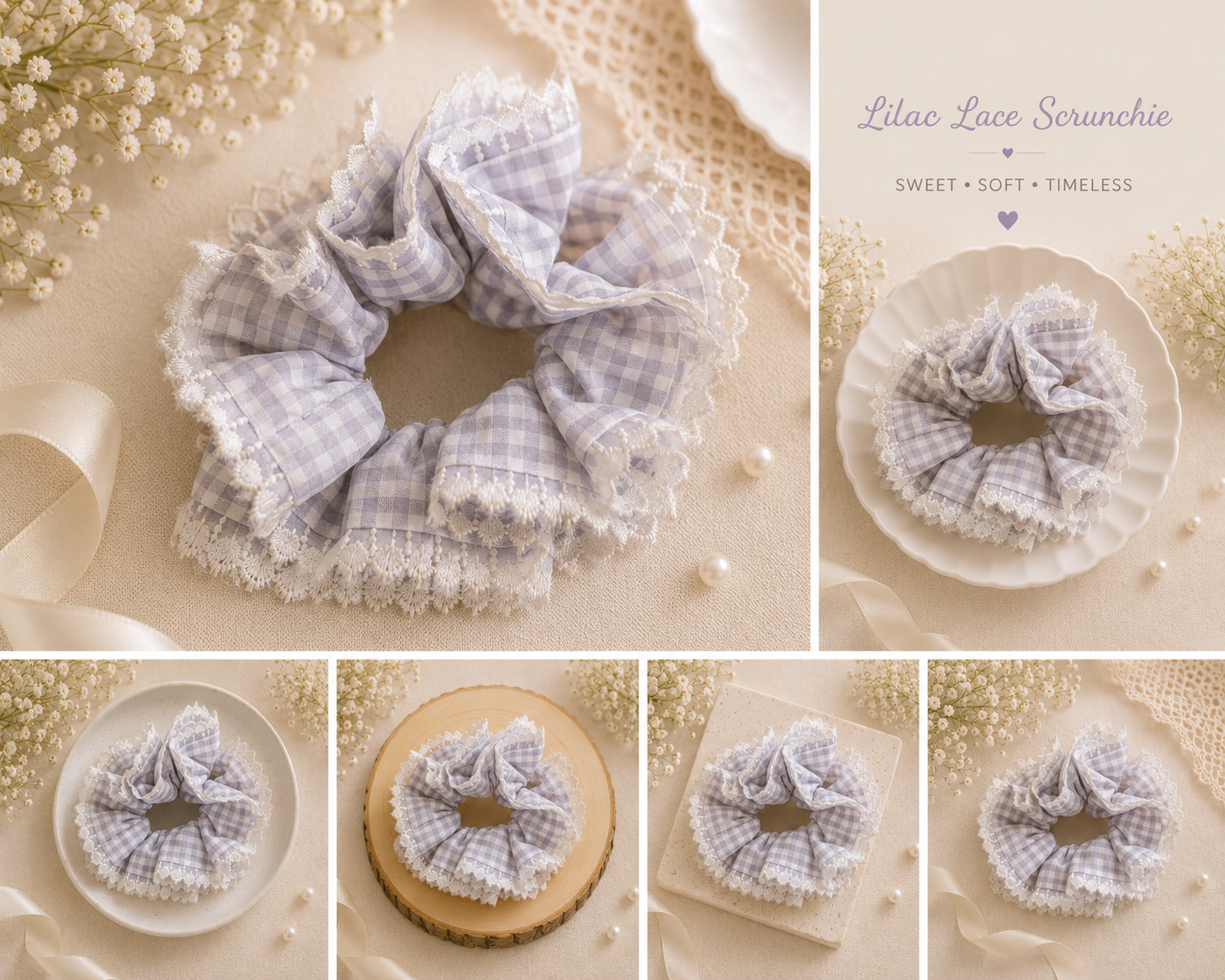 Lilac lace scrunchie